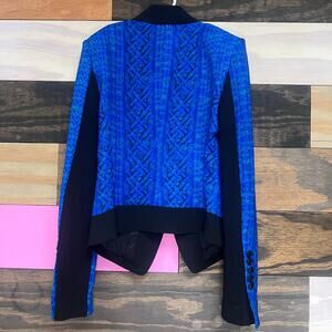 BCBGMAXAZRIA “Bowie” Blazer – Women’s XXS Blue Sapphire & Black Textured Jacket